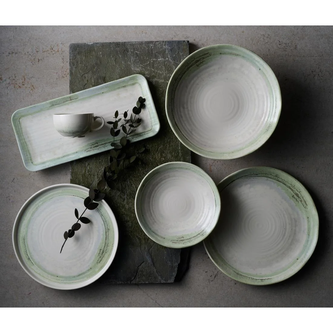 Dudson The Maker's Collection Finca Flint Rectangular Plate 346 x 156mm(6 Pack) - Image 2