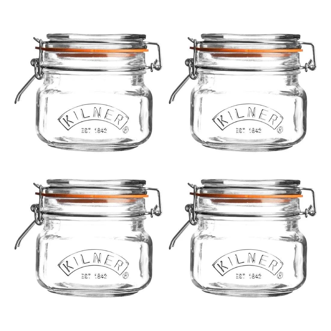 Kilner Square Clip Top Jar 0.5Ltr (4 Pack) - Image 1