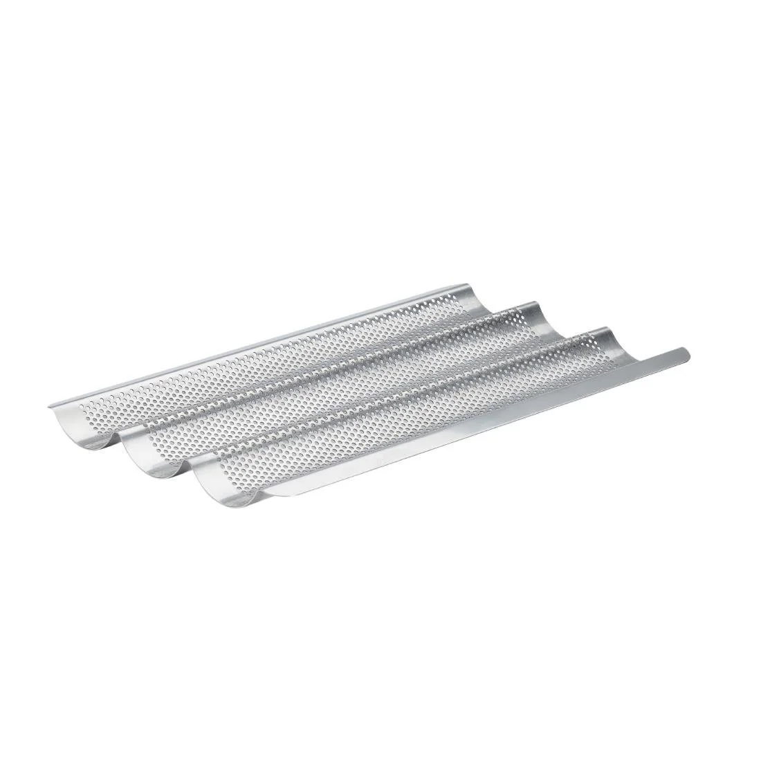 De Buyer Perforated Baguette Baking Tray Stainless Steel 245x400mm (3 Pack) - Image 1