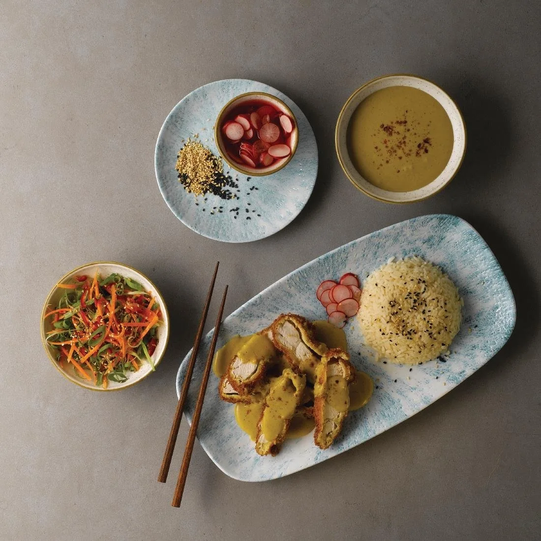 Churchill Stone Oblong Chef Plates Aquamarine 153 x 298mm (12 Pack) - Image 3