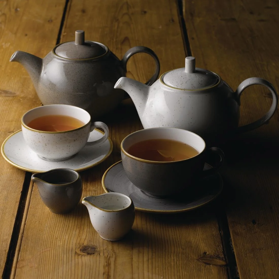 Churchill Stonecast Round Cappuccino Saucers Peppercorn Grey 185mm