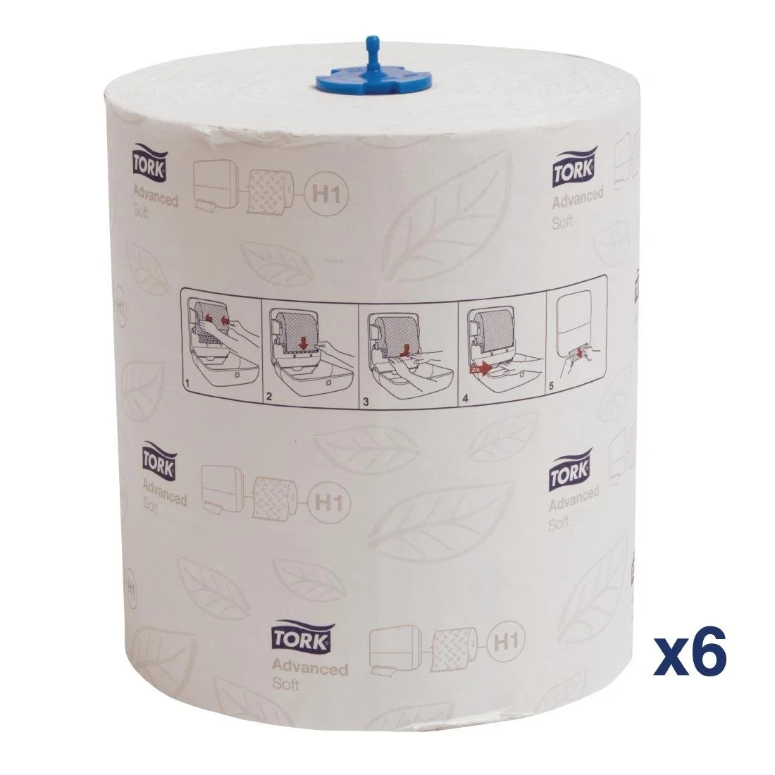 Tork Matic Soft Paper Hand Towels White with Grey Leaf H1 (6 Pack) - Image 1