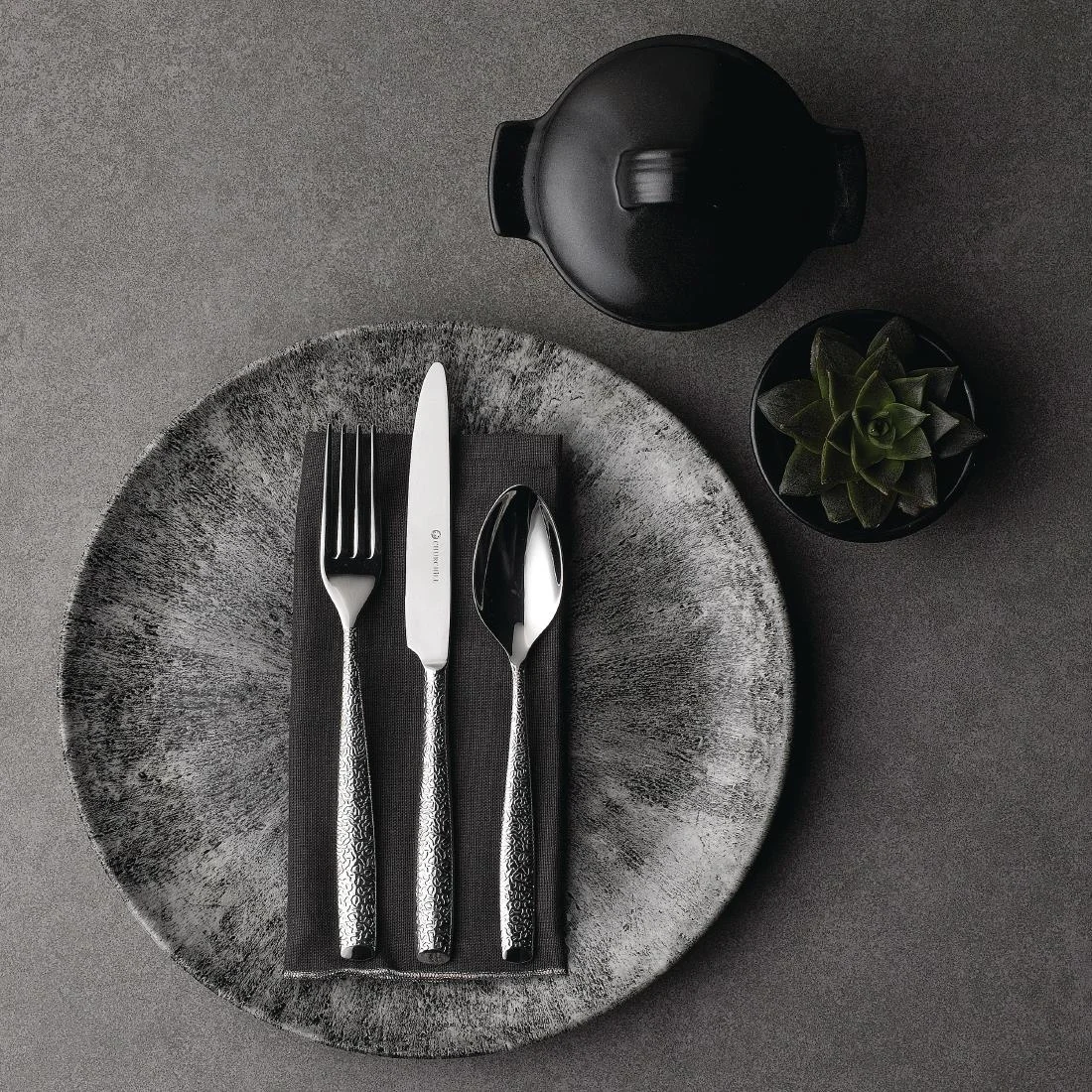 Churchill Stone Quartz Black Evolve Coupe Plates 288mm (12 Pack) - Image 2