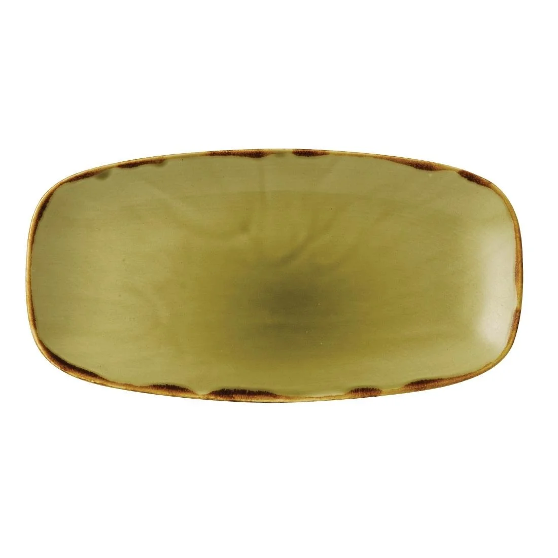Dudson Harvest Oblong Chefs Plates Green 355 x 189mm (6 Pack)