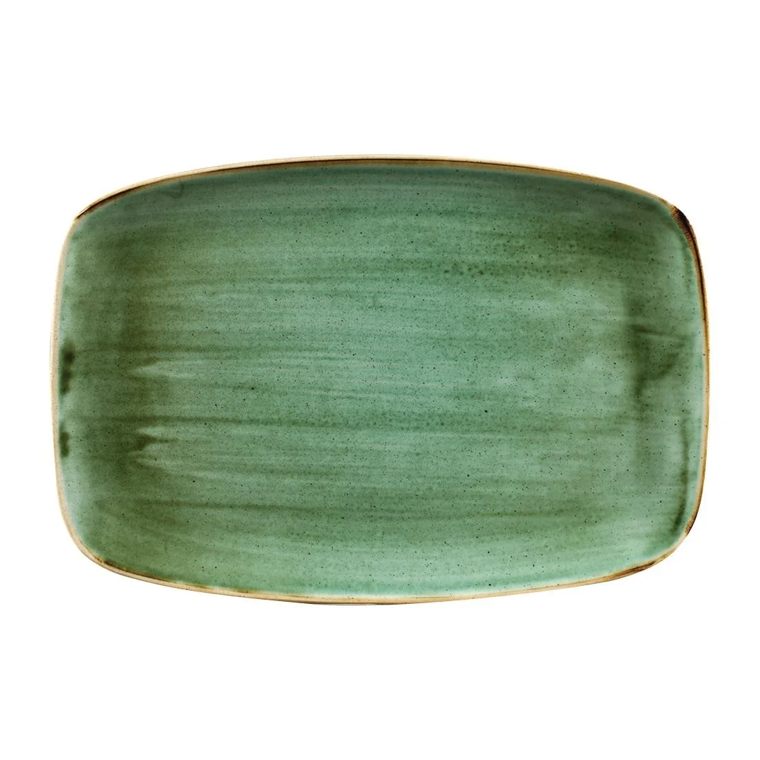 Churchill Stonecast No. 9 Oblong Chefs Plates 355 x 245mm Samphire Green (6 Pack) - Image 1