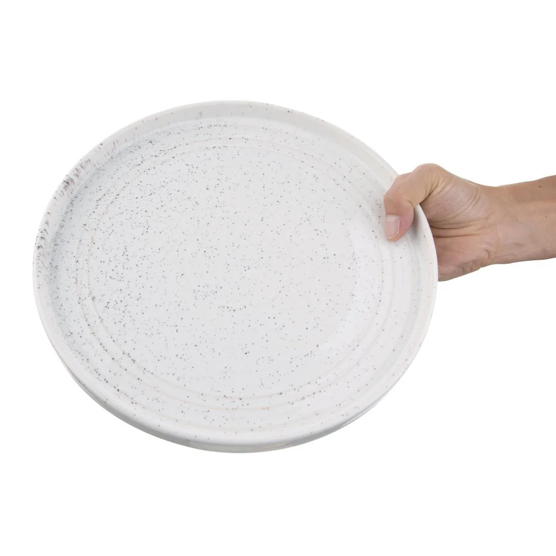 Olympia Cavolo Flat Round Plates White Speckle 270mm (4 Pack) - Image 7