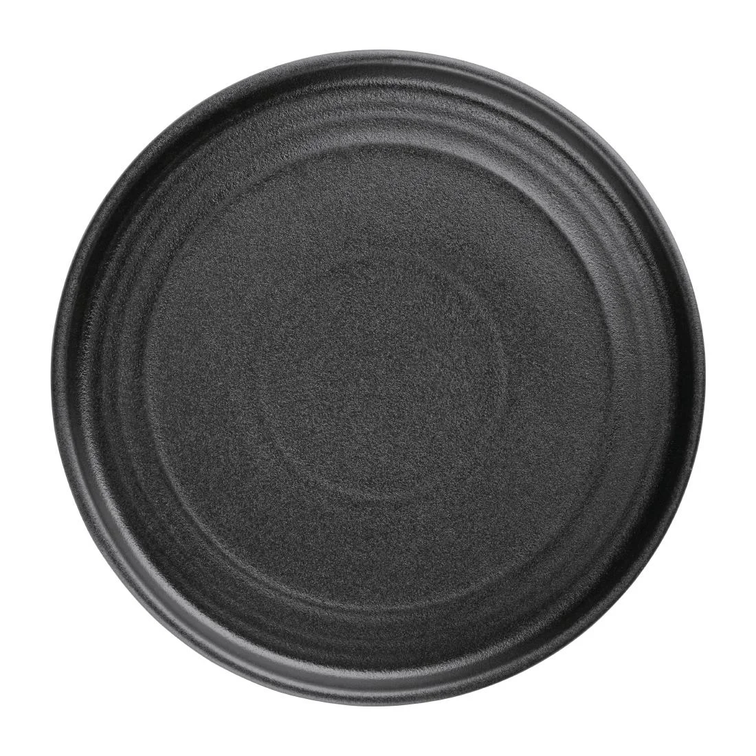 Olympia Cavolo Flat Round Plates Textured Black 180mm (6 Pack) - Image 1