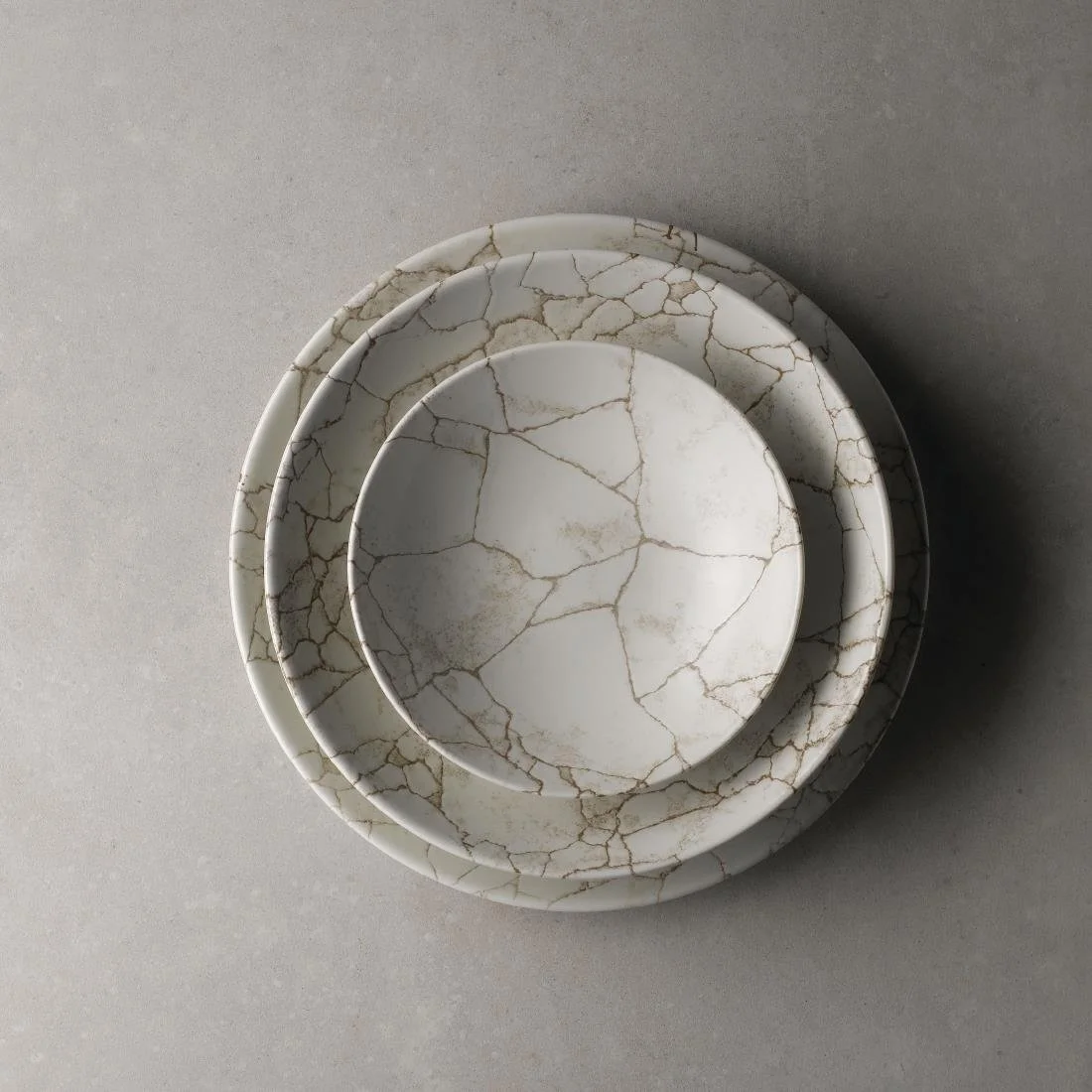 Studio Prints Kintsugi Agate Grey Coupe Plates 217mm (12 Pack) - Image 3