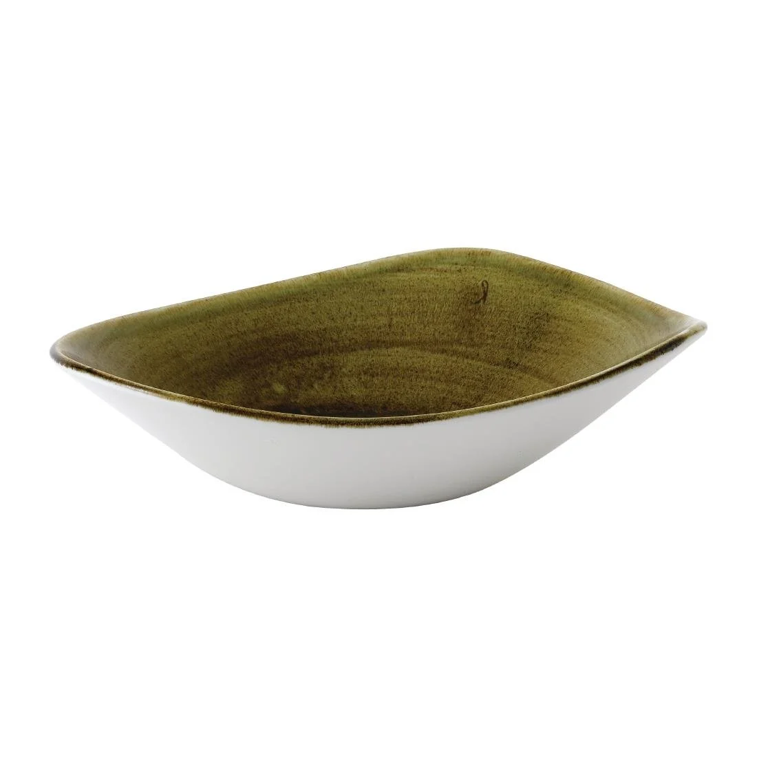 Stonecast Plume Olive Triangle Bowls 21oz (12 Pack) - Image 1