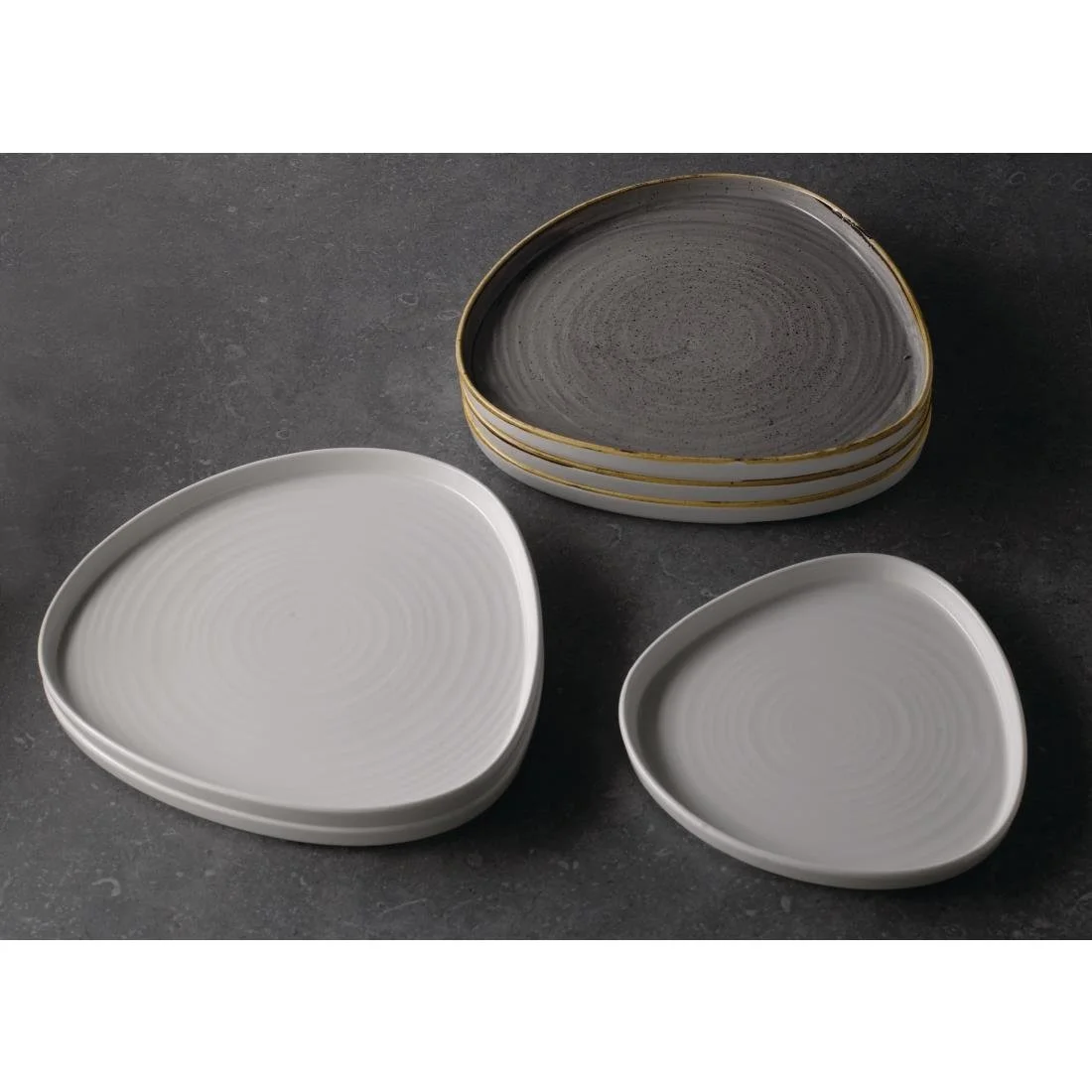 Churchill Stonecast Grey Triangle Walled Chefs Plates 200mm (6 Pack) - Image 3