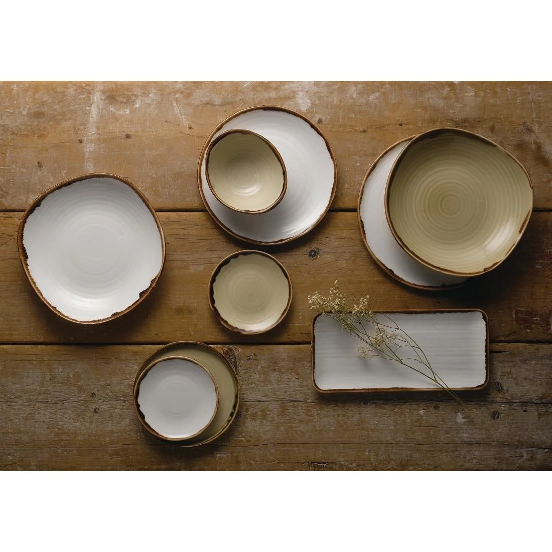 Dudson Harvest Organic Coupe Rectangle Platters Linen 346x156mm (6 Pack) - Image 2