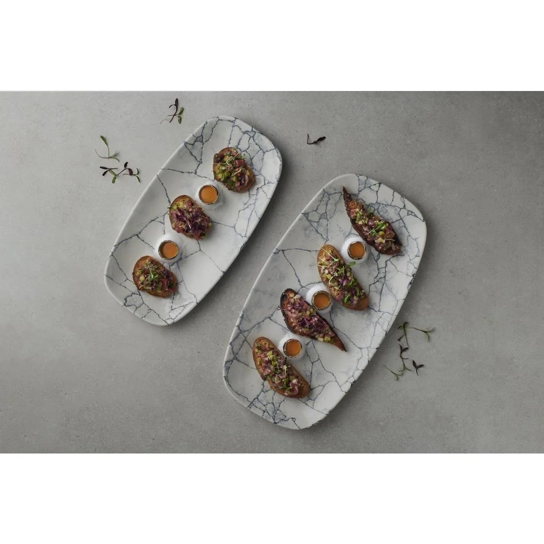 Churchill Studio Prints Kintsugi Pearl Chefs Oblong Plates Grey 287x152mm (12 Pack) - Image 2