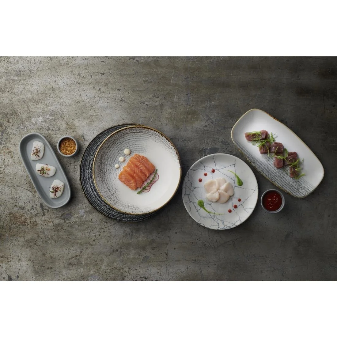 Churchill Studio Prints Homespun Accents Jasper Chefs Oblong Plates Grey 287x152mm (12 Pack) - Image 2