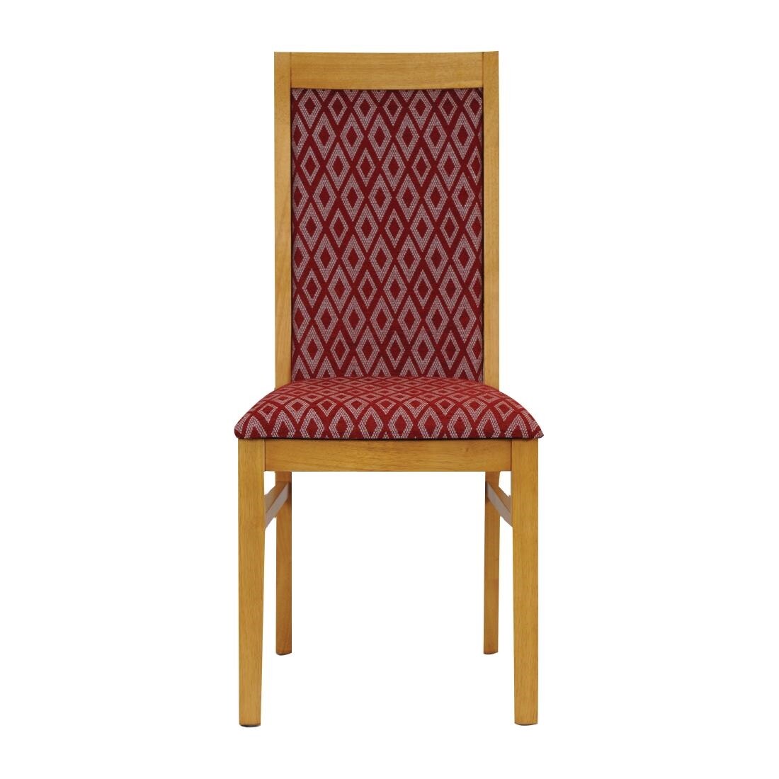 Brooklyn Padded Back Soft Oak Dining Chair with Red Diamond Padded Seat and Back (Pack of 2)