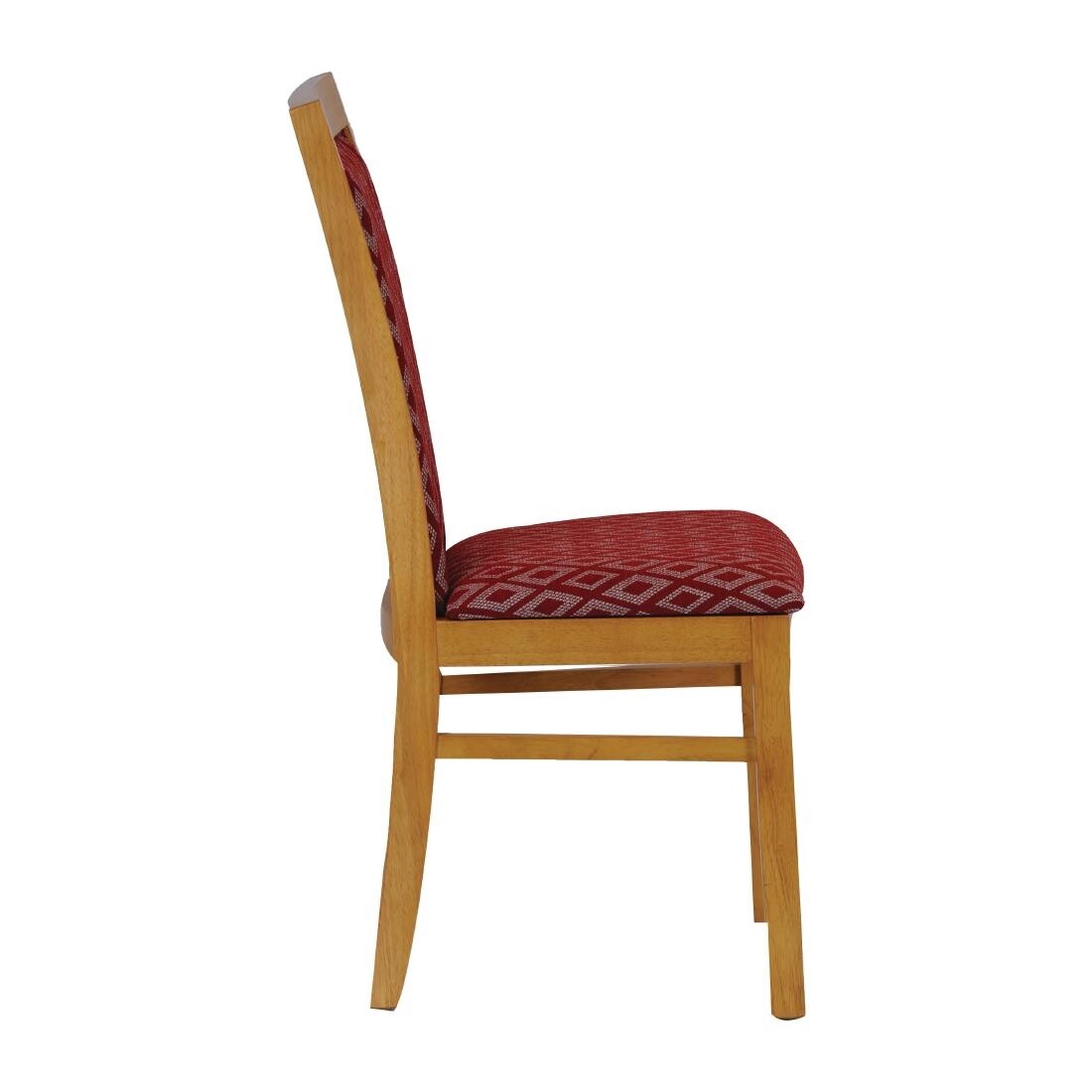 Brooklyn Padded Back Soft Oak Dining Chair with Red Diamond Padded Seat and Back (Pack of 2)