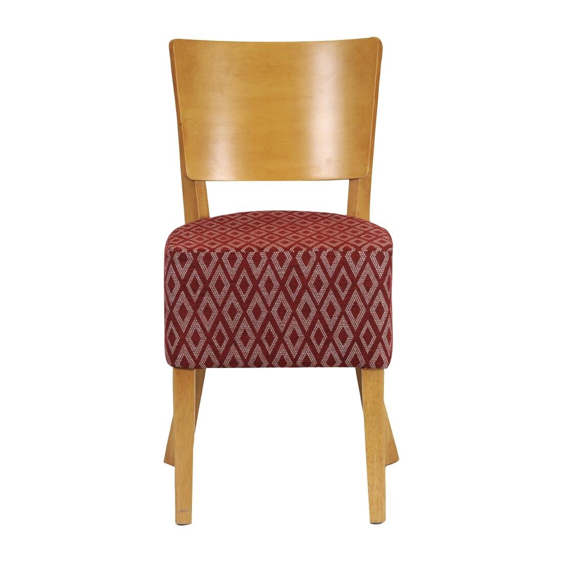 Asti Padded Soft Oak Dining Chair with Red Diamond Deep Padded Seat and Back (Pack of 2)
