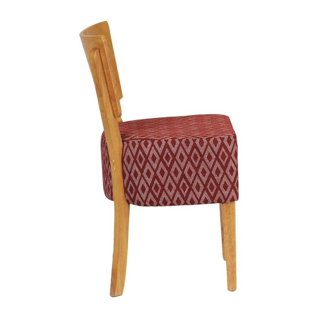 Asti Padded Soft Oak Dining Chair with Red Diamond Deep Padded Seat and Back (Pack of 2)