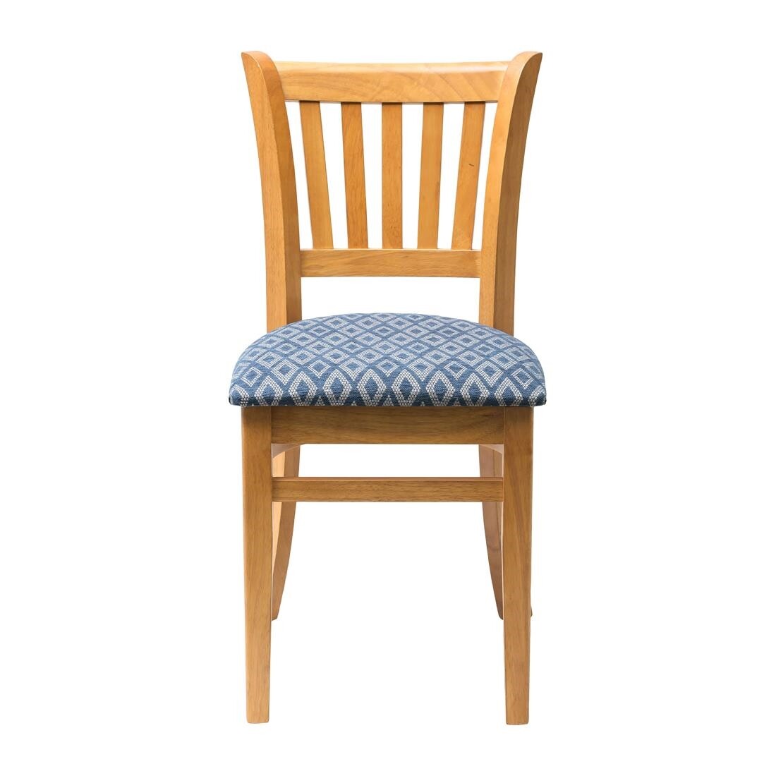 Manhattan Soft Oak Dining Chair with Blue Diamond Padded Seat (Pack of 2)