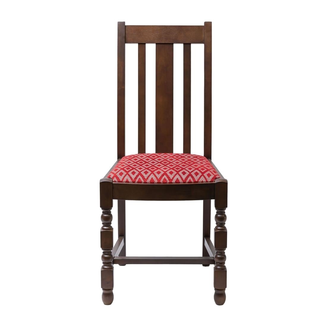 Mayfair Dark Wood High Back Dining Chair with Red Diamond Padded Seat (Pack of 2)