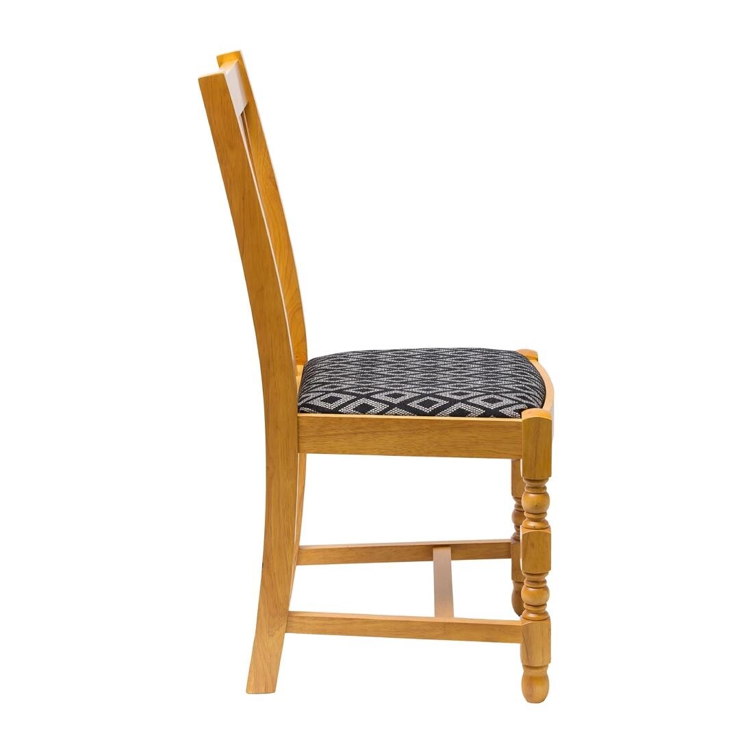 Mayfair Soft Oak High Back Dining Chair with Black Diamond Padded Seat (Pack of 2)