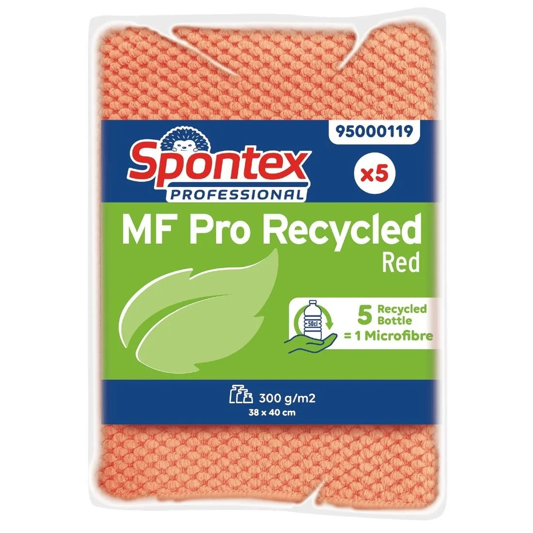 Spontex MF Pro Recycled Microfibre Cloth Red (5 Pack) - Image 1