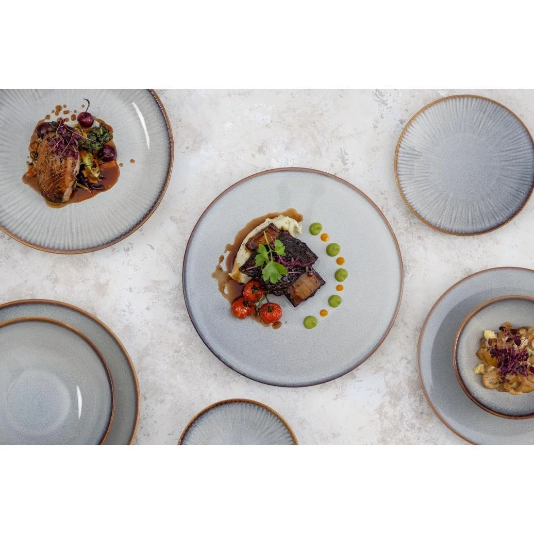 Olympia Drift Embossed Coupe Low Bowls 260mm (4 Pack) - Image 3