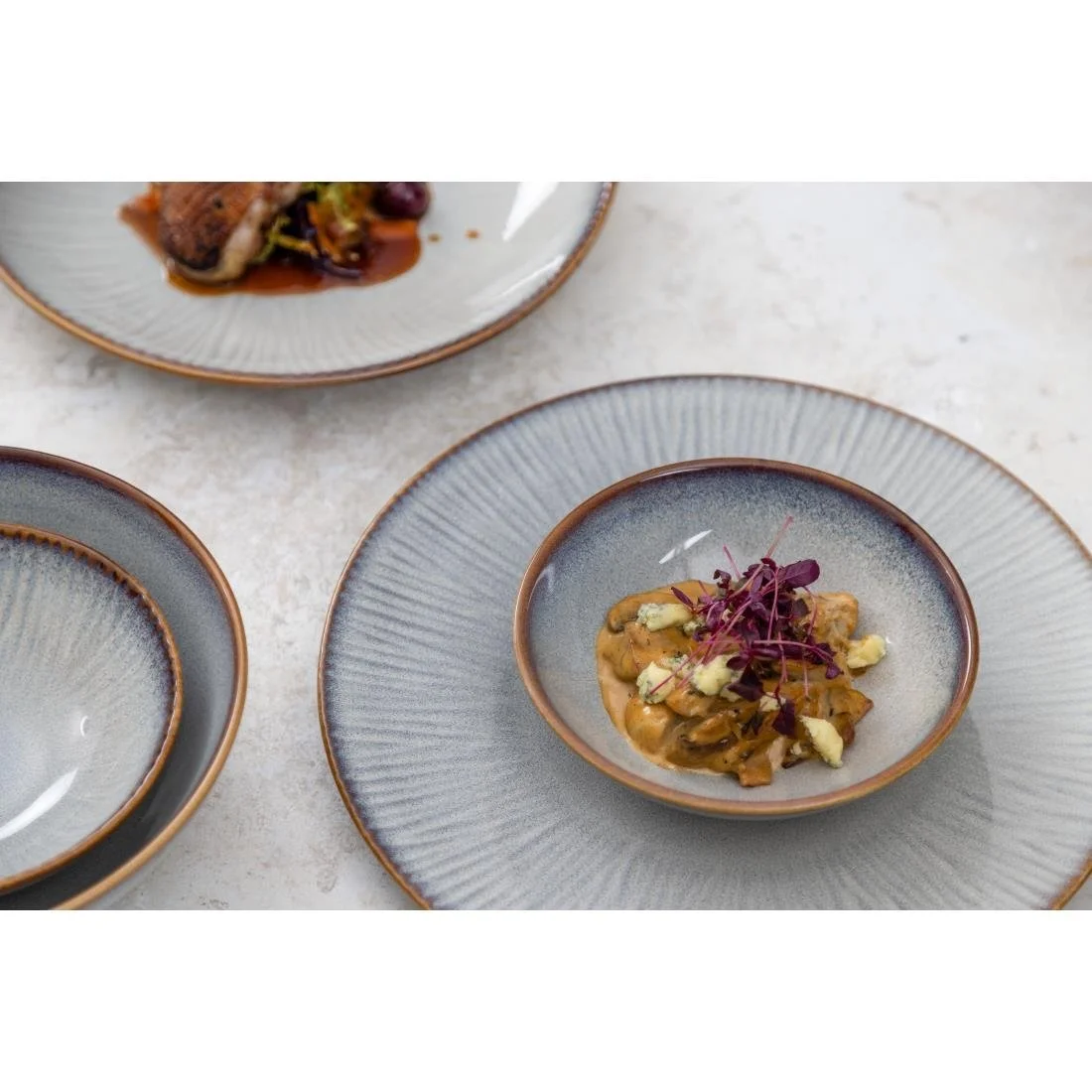 Olympia Drift Embossed Coupe Low Bowls 260mm (4 Pack) - Image 4