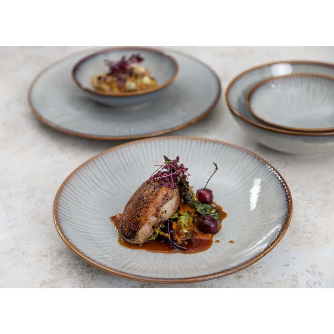 Olympia Drift Embossed Coupe Low Bowls 260mm (4 Pack) - Image 9