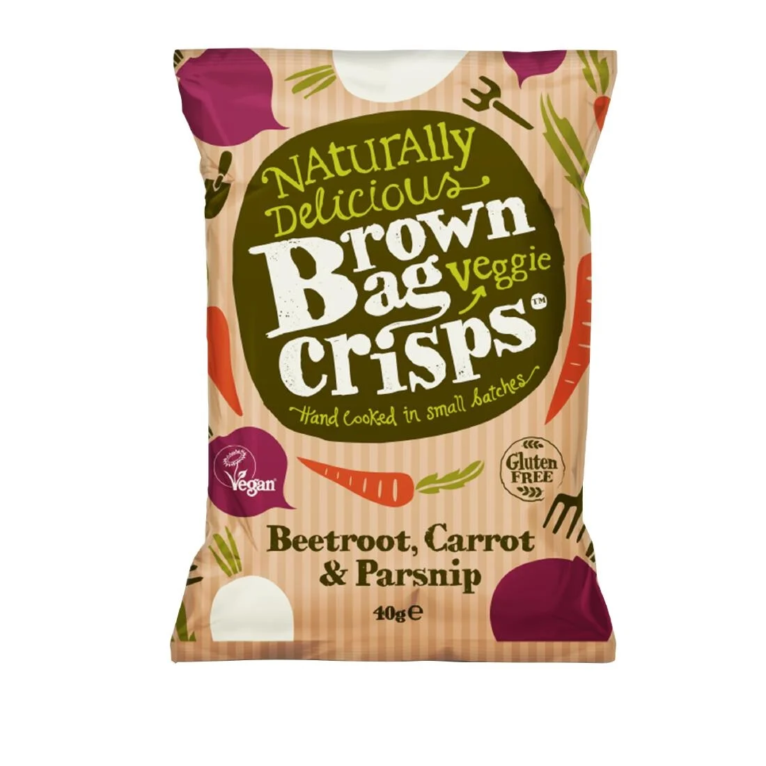 Brown Bag Crisps Lightly Salted Veggie Crisps 40g (15 Pack) - Image 1