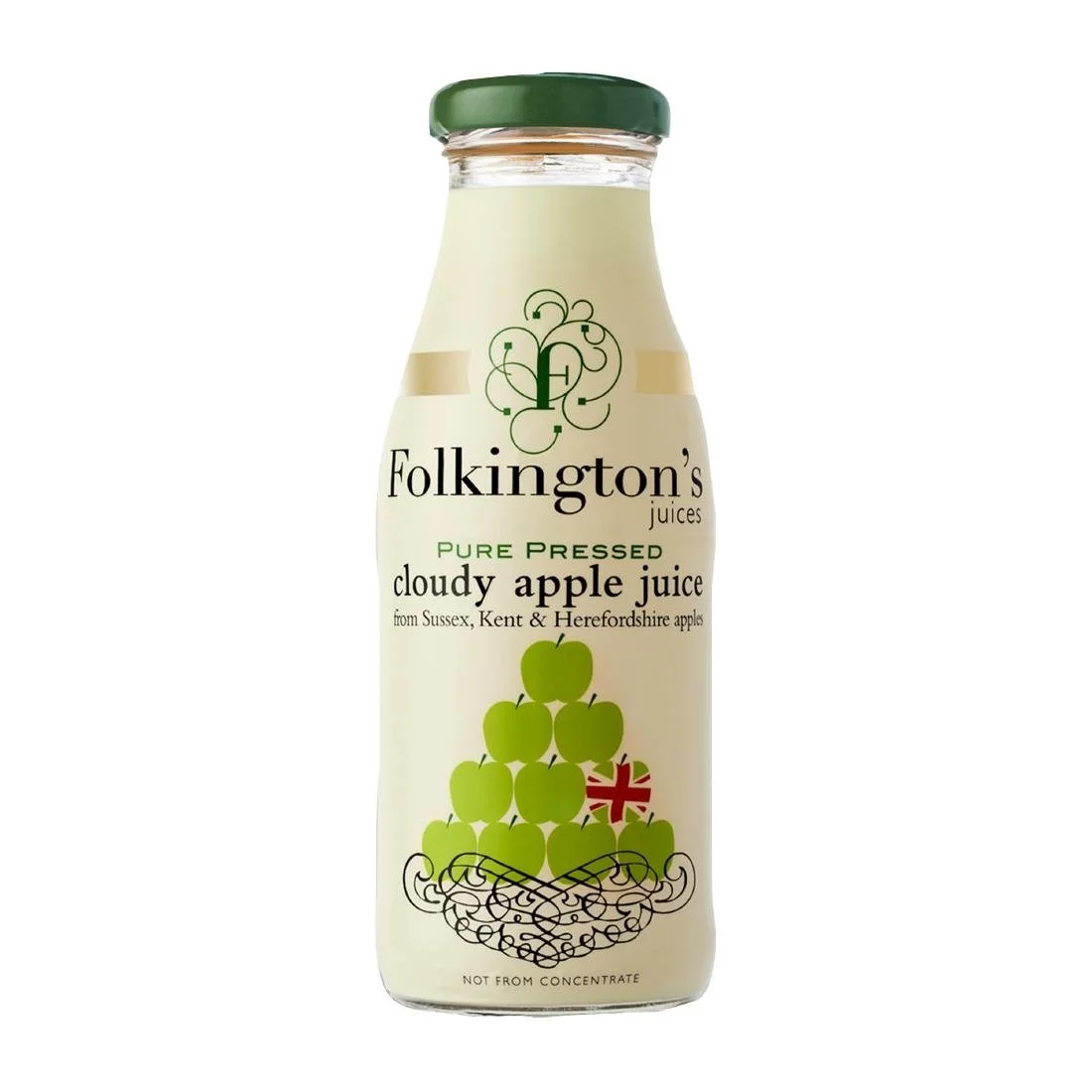 Folkington's Juices Apple Glass Bottle 250ml (12 Pack) - Image 1