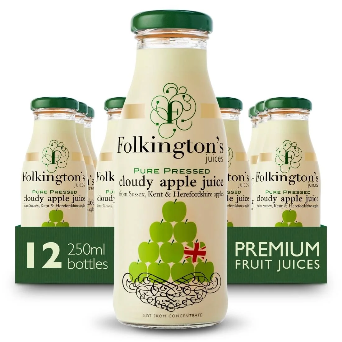Folkington's Juices Apple Glass Bottle 250ml (12 Pack) - Image 2