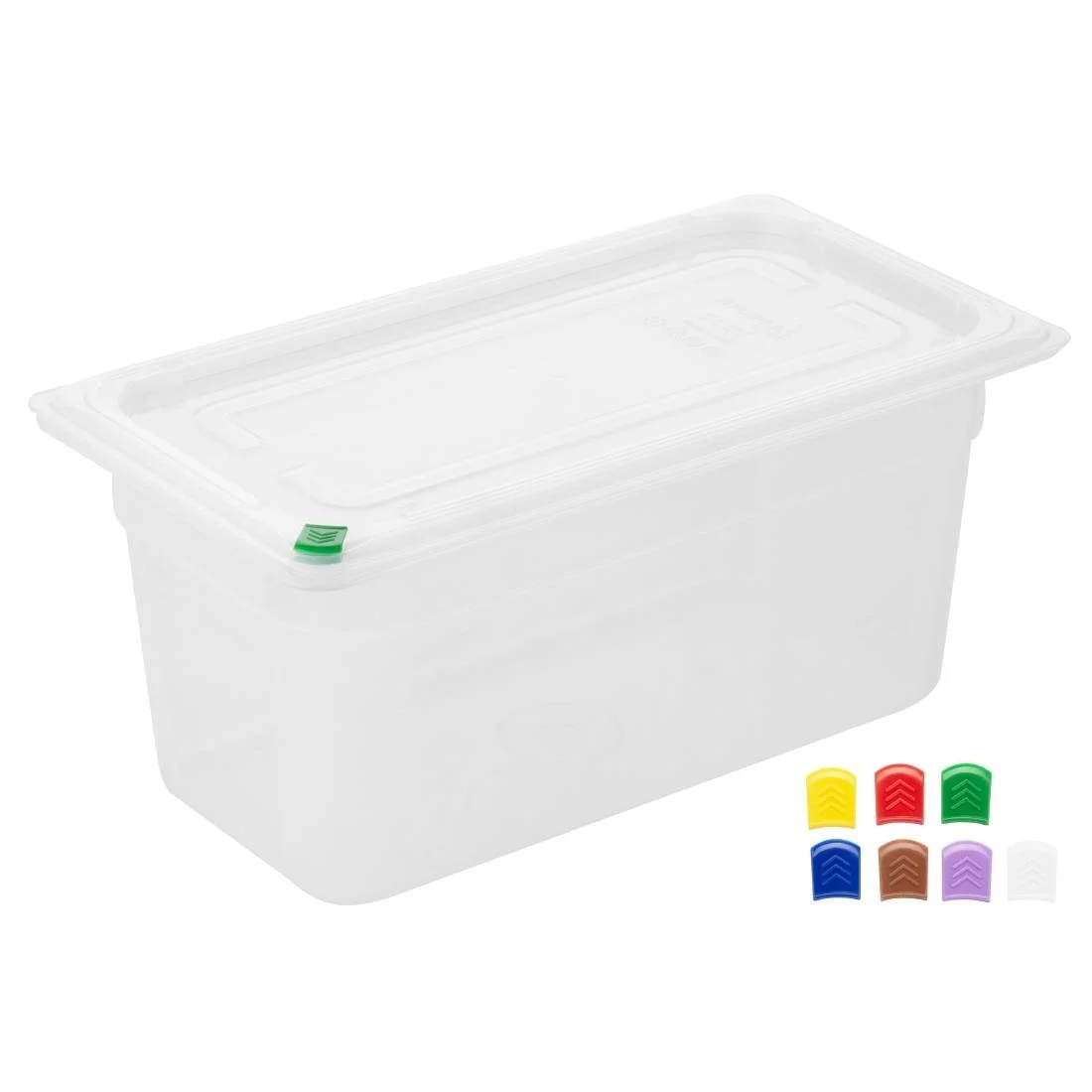 Hygiplas Click PP GN Container 1/3 with Lid & 7 Colour Clips 150mm 5.3Ltr (4 Pack) - Image 2