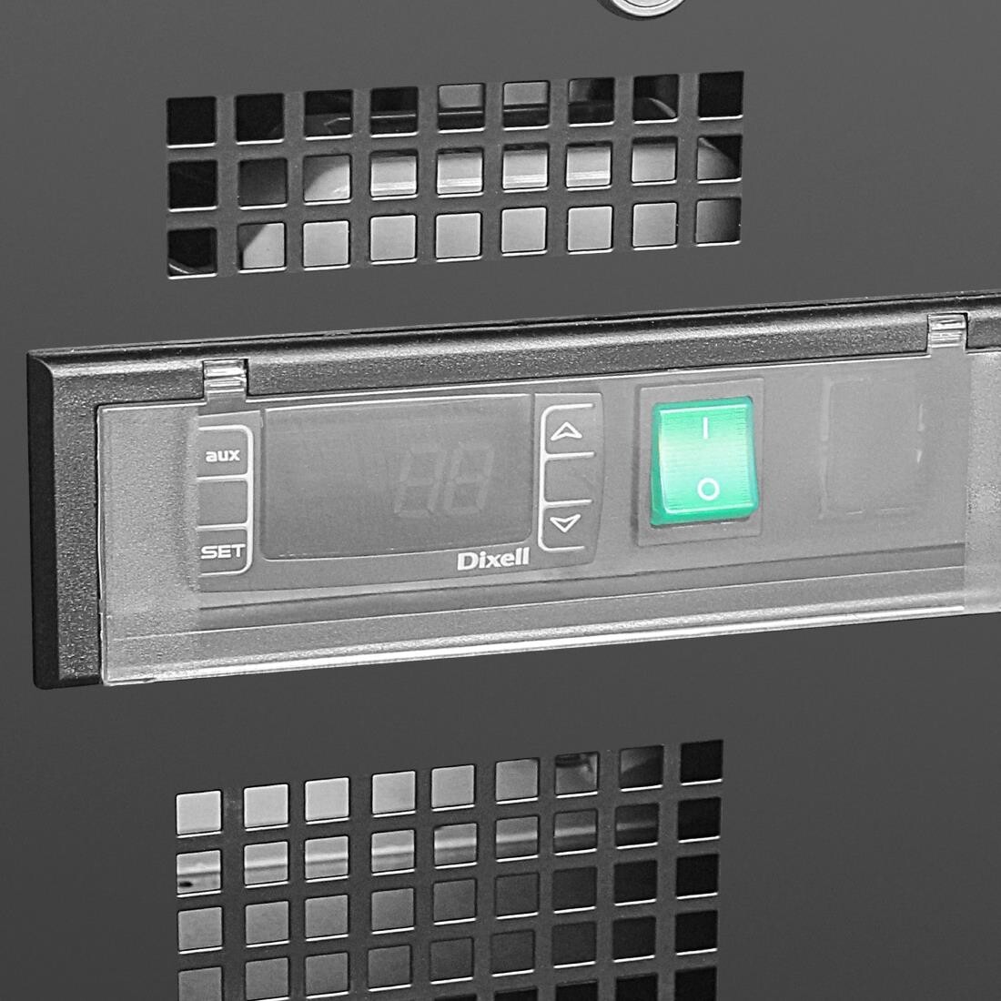 Polar Upright Back Bar Cooler with Sliding Doors in Black 490Ltr