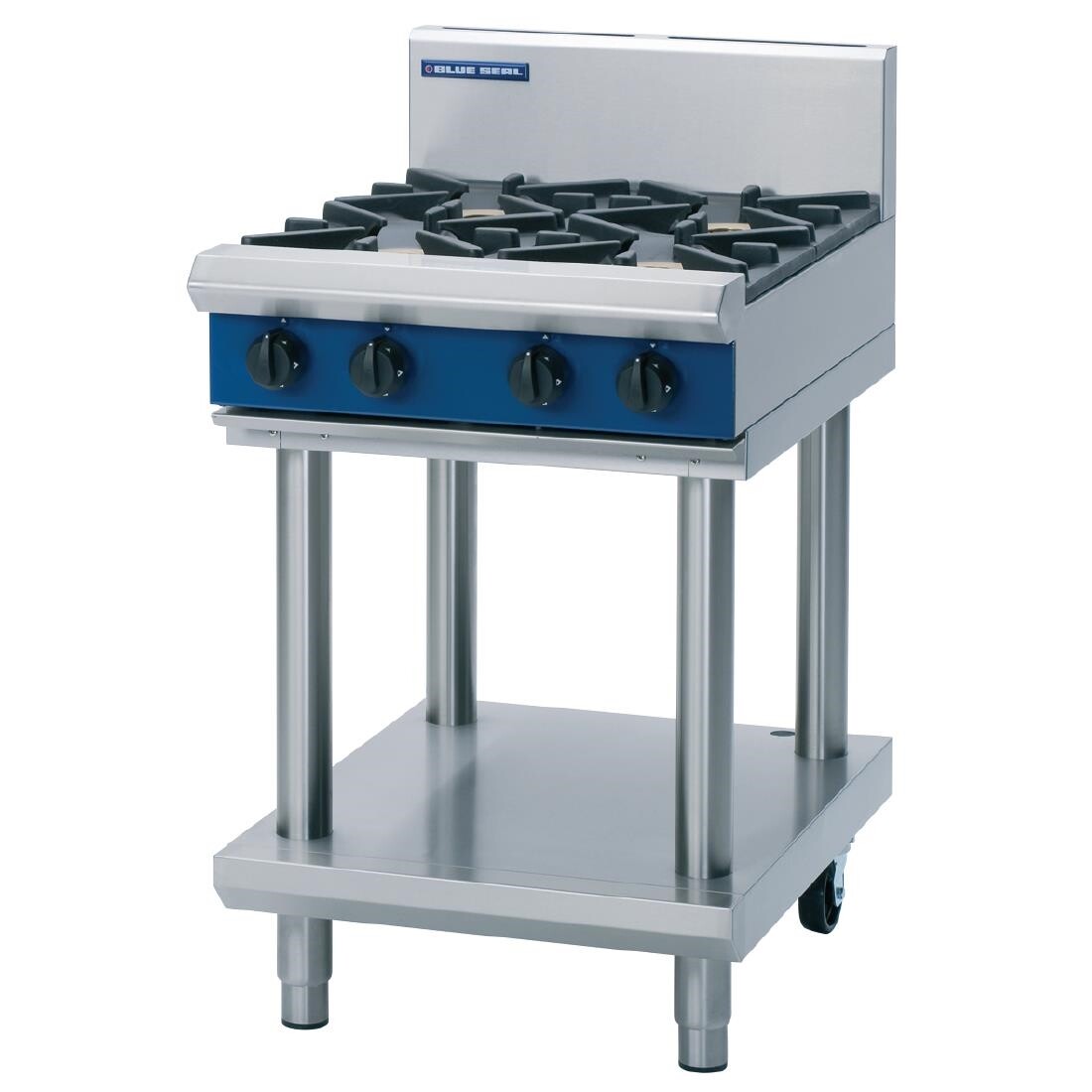 Blue Seal Evolution Cooktop 4 Open Burners Nat Gas on Stand 600mm G514D-LS/N