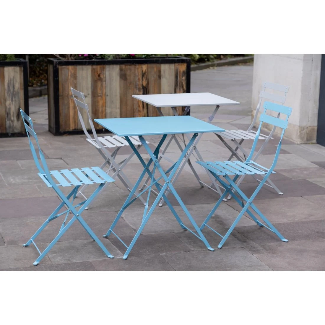 Bolero Seaside Blue Pavement Style Steel Table Square 600mm