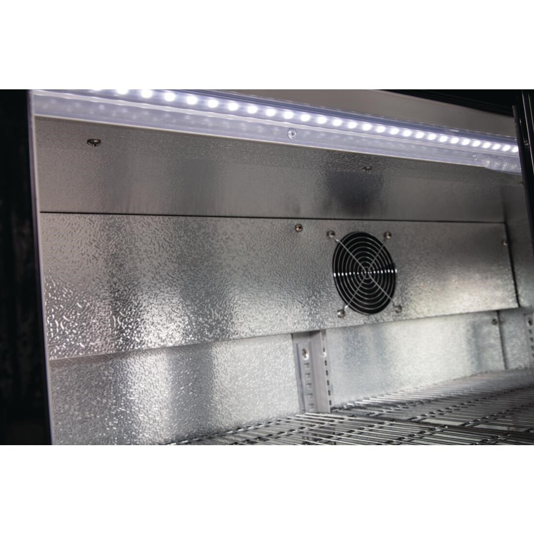 Polar Back Bar Cooler with Sliding Doors in Black 330Ltr