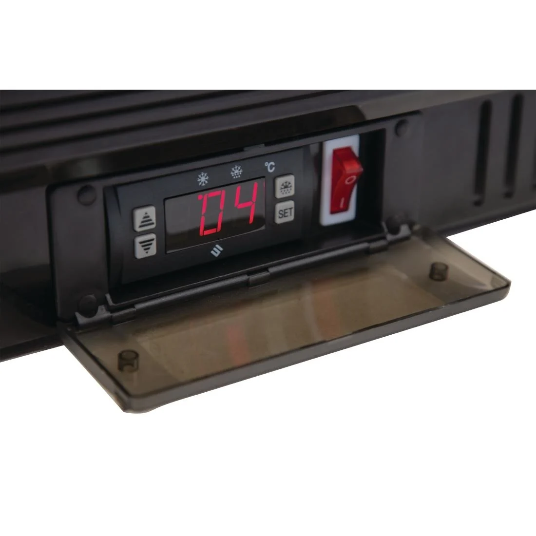 Polar Back Bar Cooler with Sliding Doors in Black 330Ltr