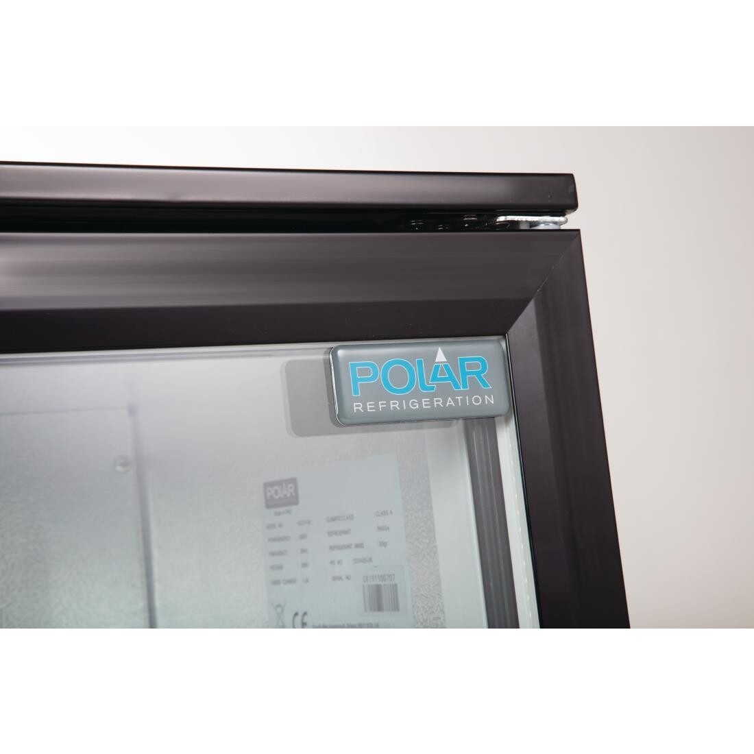 Polar Back Bar Cooler with Hinged Door in Black 138Ltr