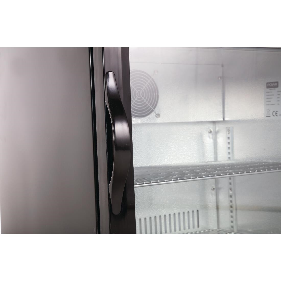 Polar Back Bar Cooler with Hinged Door in Black 138Ltr
