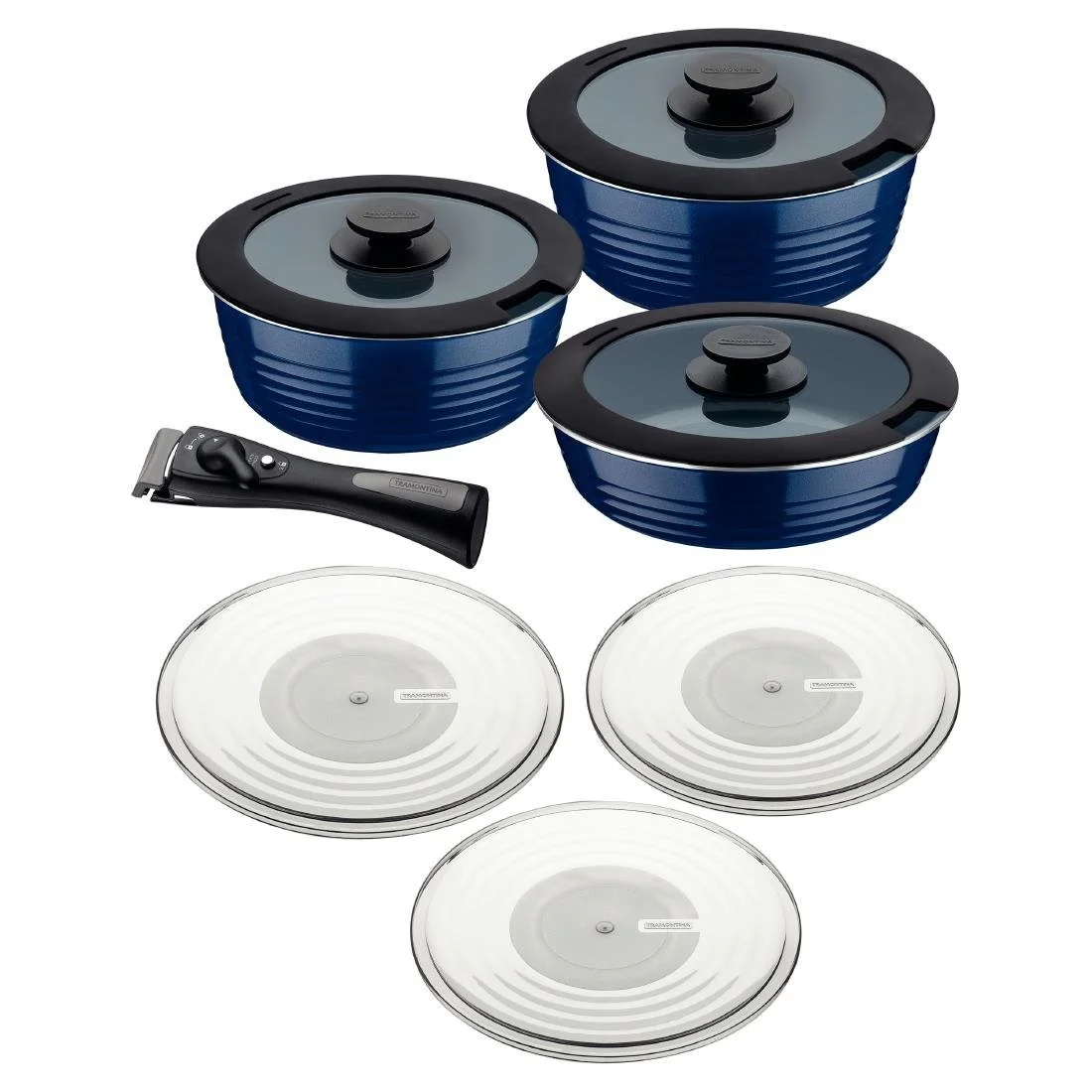Tramontina Ítria 10-Piece Nesting Cookware Set Navy - Image 12