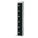Elite Six Door Camlock Locker with Sloping Top Black
