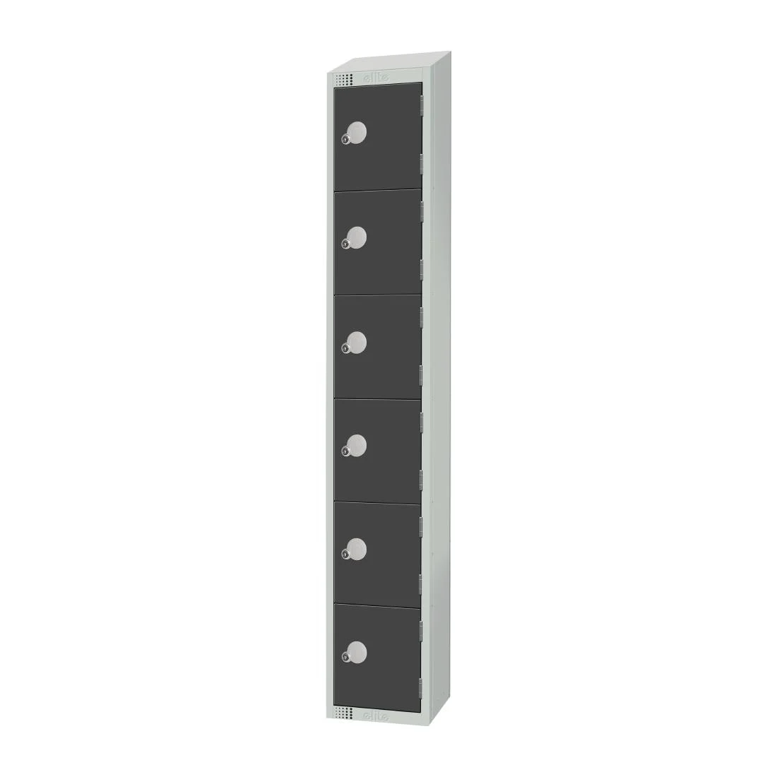 Elite Six Door Coin Return Locker with Sloping Top Graphite Grey