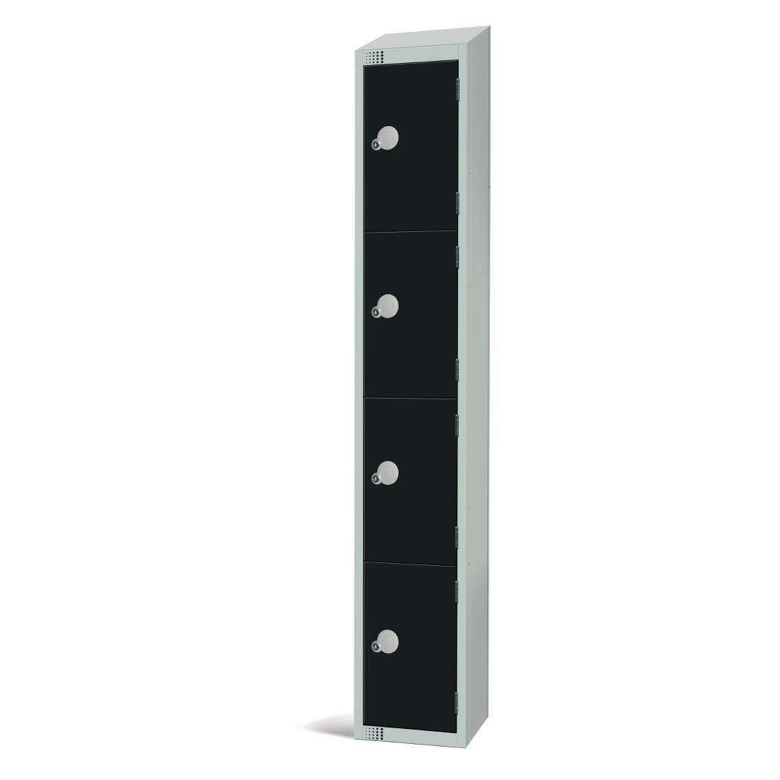 Elite Four Door Padlock Locker Black with Sloping Top