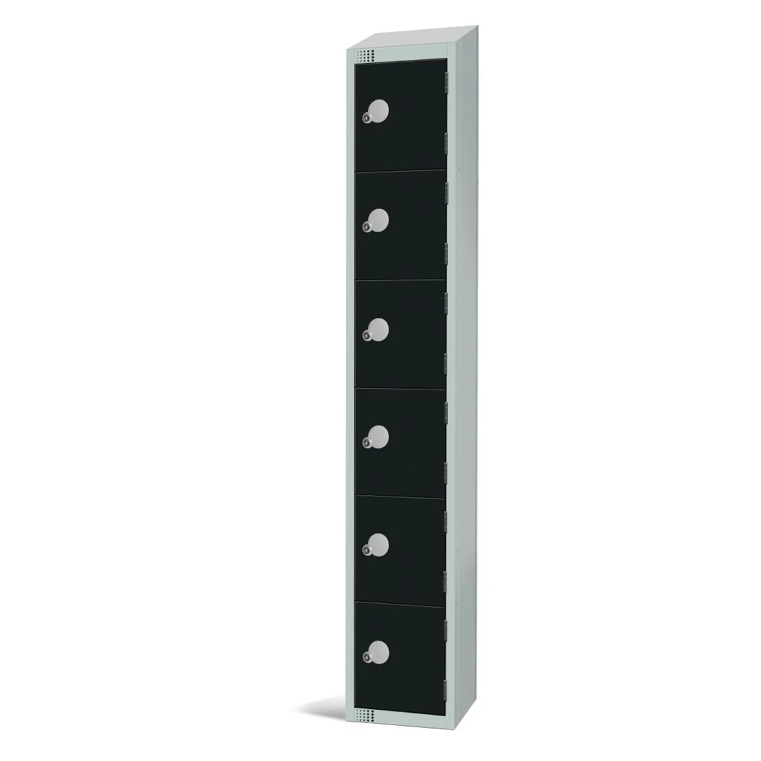 Elite Six Door Electronic Combination Locker with Sloping Top Black