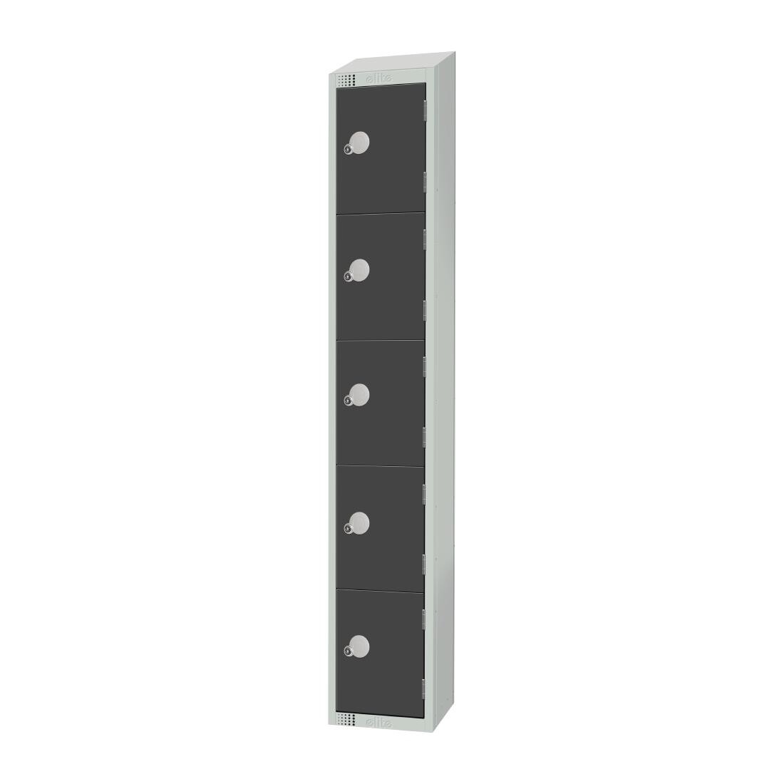 Elite Five Door Camlock Locker with Sloping Top Graphite Grey