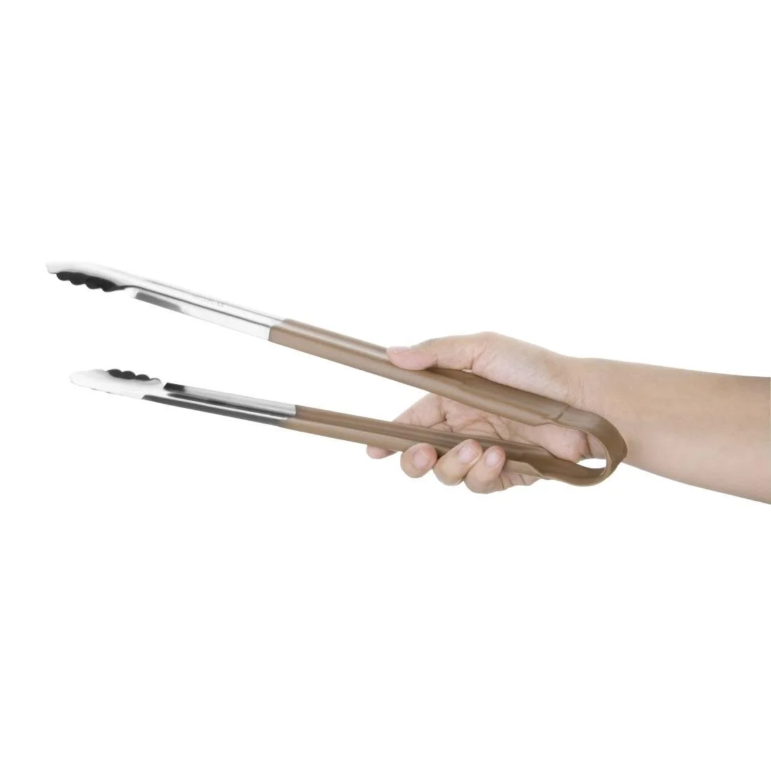 Hygiplas Colour Coded Serving Tong Brown 405mm - Image 2