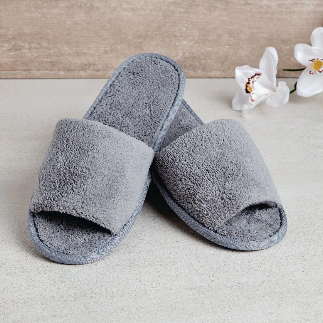 Mitre Comfort Vienna Open Toe Slippers Grey - Image 1