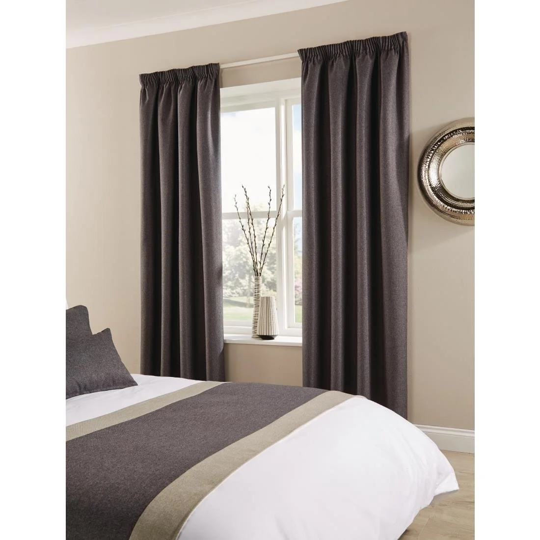 Comfort Tundra Tape Top Curtains Pewter 130 x 183cm - Image 1