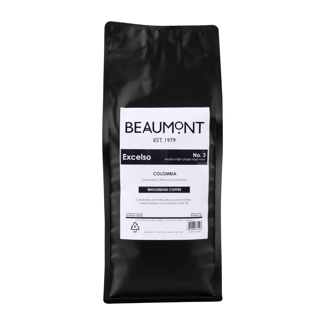 Beaumont No.3 Excelso Coffee Beans 1kg - Image 1