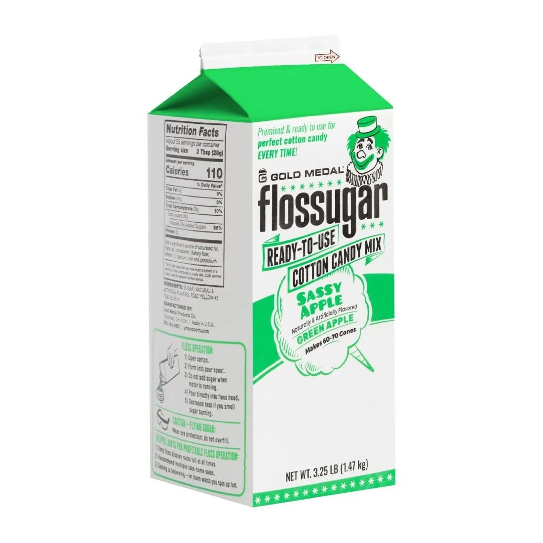 Flossugar Green Apple Ready to Use Cotton Candy Mix 1.47kg - Image 2